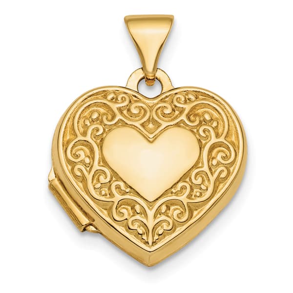 Gold Classics&#40;tm&#41; 14kt. Gold Fancy Scroll Front & Back Heart Locket - image 