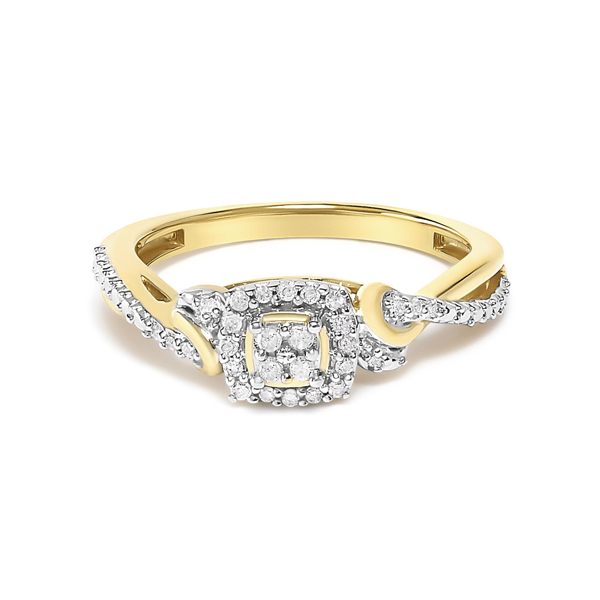 Haus of Brilliance 14kt Gold-Plated Diamond Halo Engagement Ring