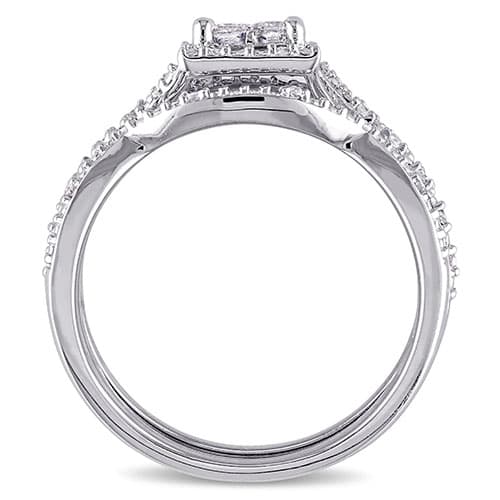 Loveblooms™  Princess & Round Diamond Bridal Ring Set