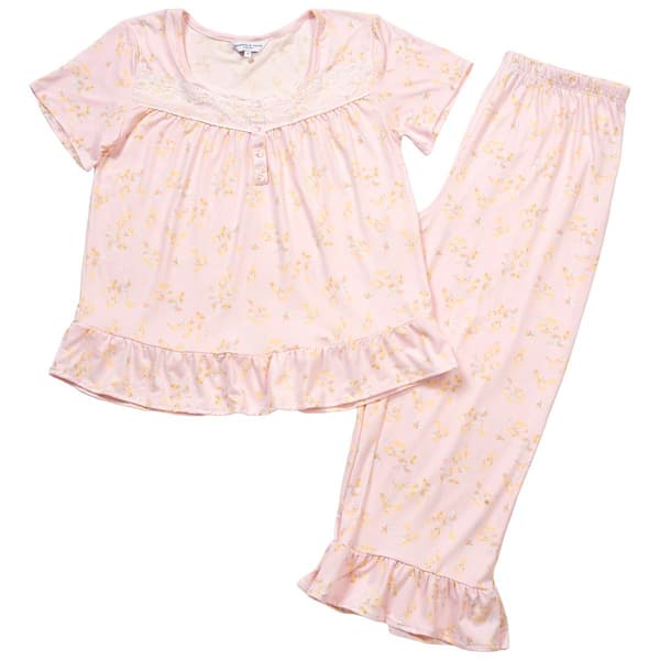 Womens Elizabeth & Nicole Short Sleeve Lace Floral Pajama Set