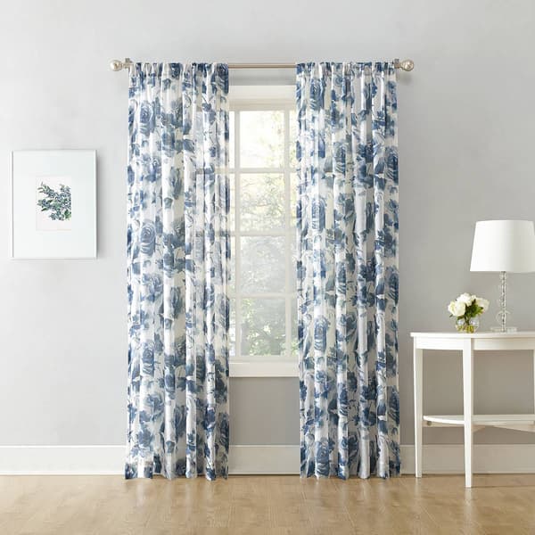 Sheena Floral Print Sheer Grommet Panel Curtain - image 