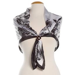 Womens Jessica McClintock Black And White Floral Square Scarf