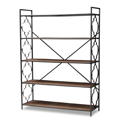 Baxton Studio Mirna 5 Shelf Quatrefoil Accent Bookcase