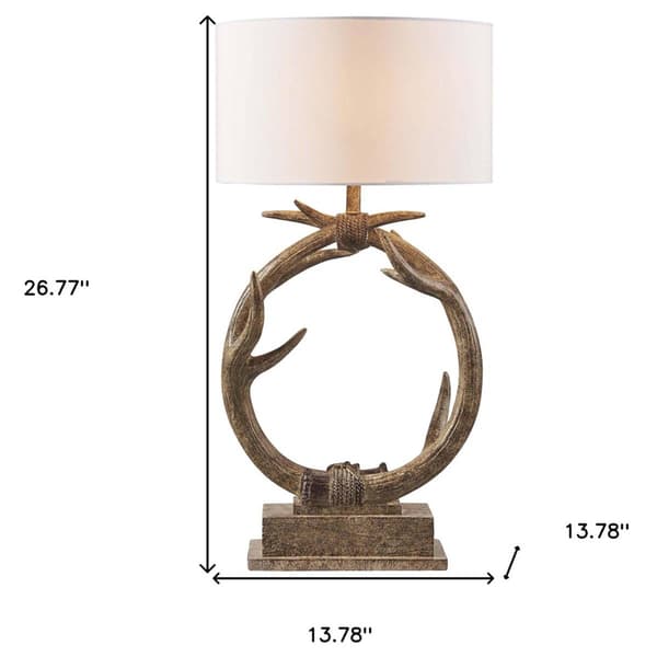 HomeRoots 27in. Brown Rustic Faux Antlers Table Lamp