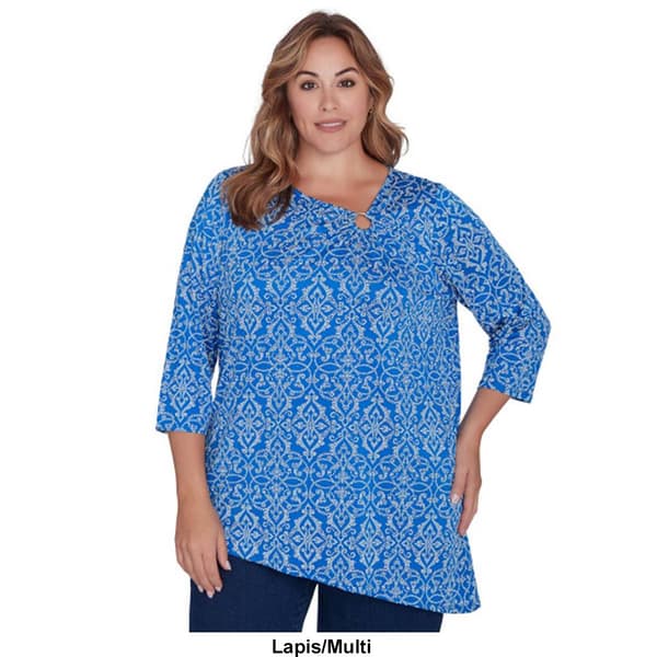 Plus Size Ruby Rd. New And Now 3/4 Sleeve O-Ring Blouse