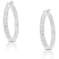 Gianni Argento Sterling Silver Diamond Accent Line Hoop Earrings - image 1