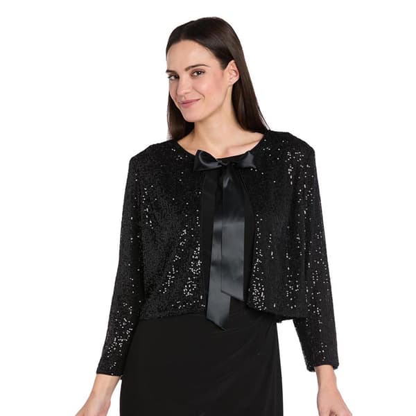 Womens R&M Richards Sequin Bow Tie Jacket