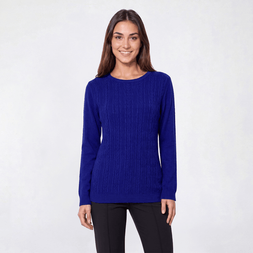 Petite Napa Valley Long Sleeve Cable Knit Front Sweater