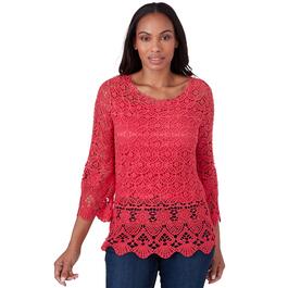 Plus Size Skye''s The Limit Contemporary Solid 3/4 Sleeve Top