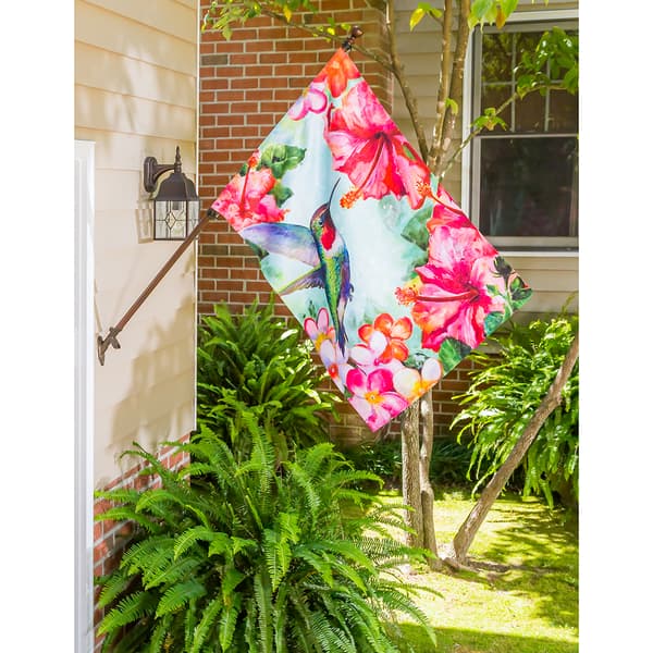 Evergreen Hummingbird and Hibiscus Garden Flag