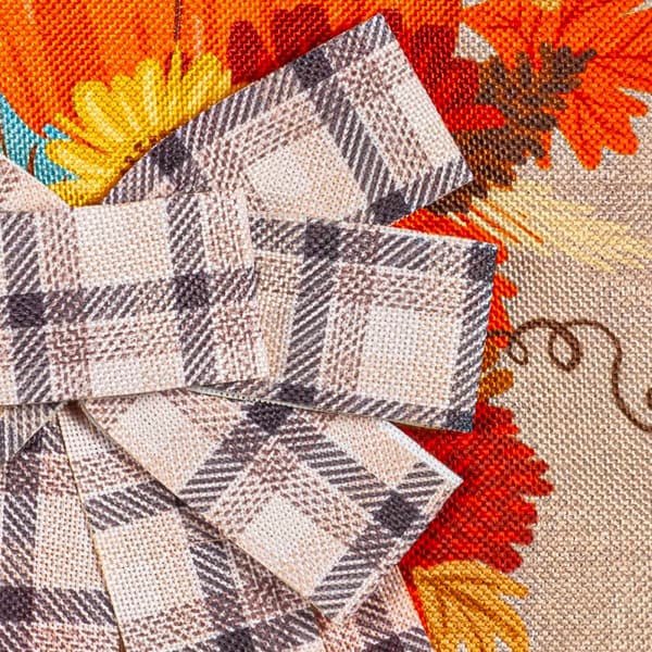 Evergreen Pumpkin and Bow Garden Burlap Flag