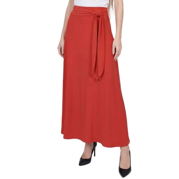 Womens NY Collection Long Solid Side Drape Skirt - image 