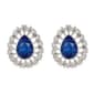 Gloria Vanderbilt Silver-Tone Sapphire Pave Pear Button Earrings - image 1