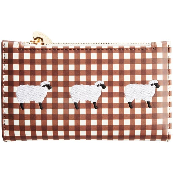 BCBG Bifold Embroidered Sheep Gingham Bifold Wallet - image 