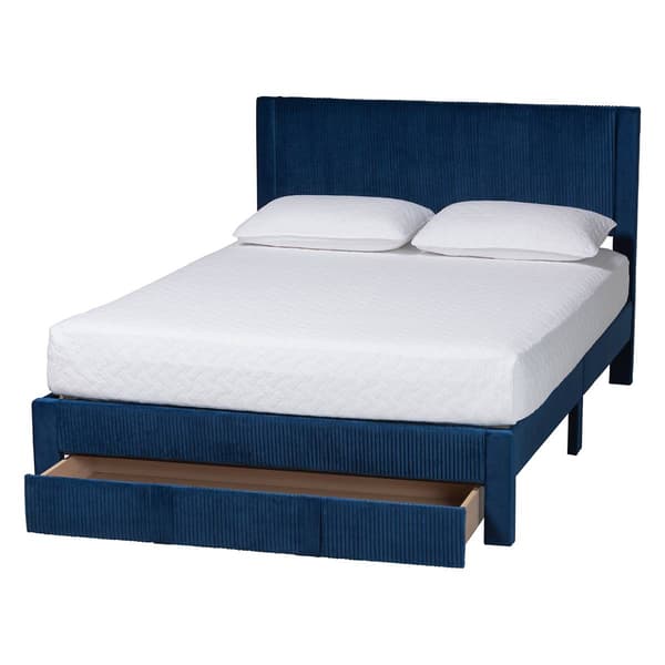 Baxton Studio Elora Modern Pleated Velvet Storage Queen Bedframe
