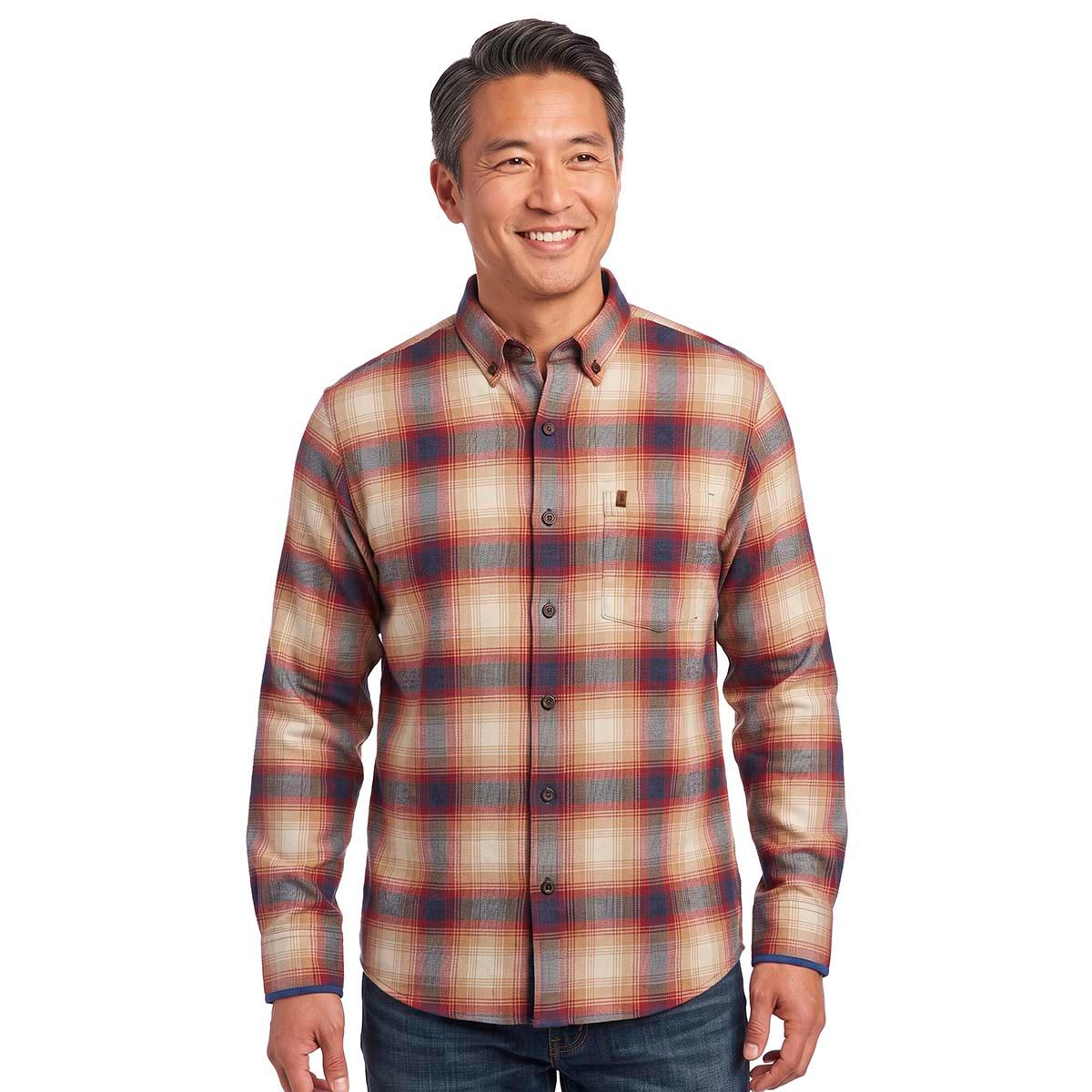 Mens IZOD(R) Long Sleeve Stratton Flannel Shirt - Medieval Blue