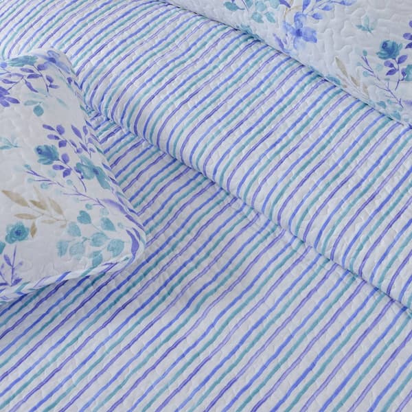 FreshFolds April Morning Floral Microfiber Reversible Quilt Set