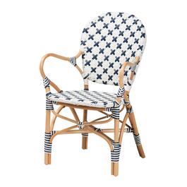 Baxton Studio Bryson French Blue & White Weaving Bistro Chair