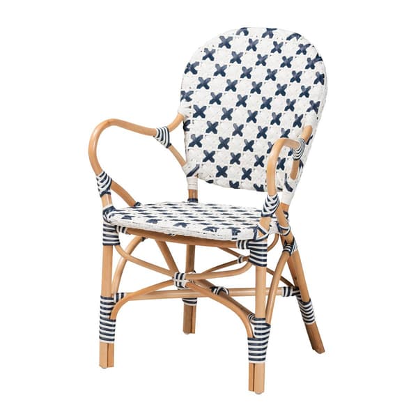 Baxton Studio Bryson French Blue & White Weaving Bistro Chair - image 