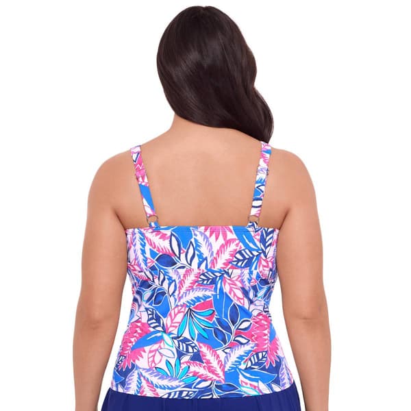 Plus Size American Beach Into the Jungle V Neck Tankini Swim Top