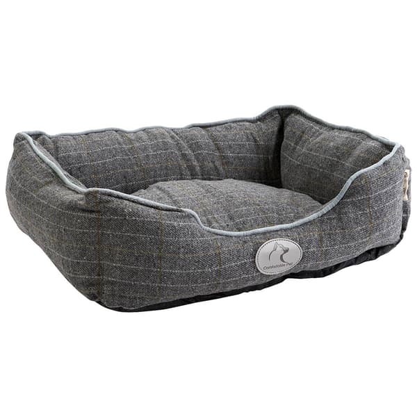 Comfortable Pet Yarn Dyed Plaid Large Cuddler Pet Bed - Grey - image 