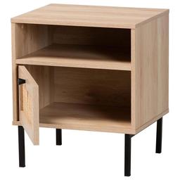 Baxton Studio Caterina Natural Brown Wood 1-Door Nightstand
