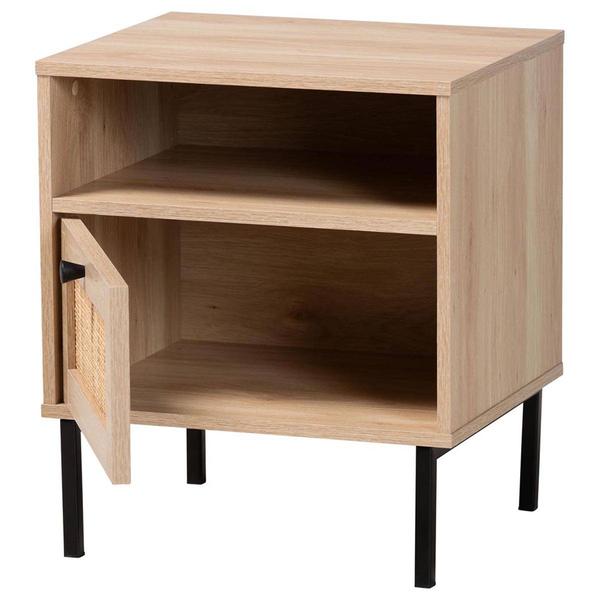 Baxton Studio Caterina Natural Brown Wood 1-Door Nightstand