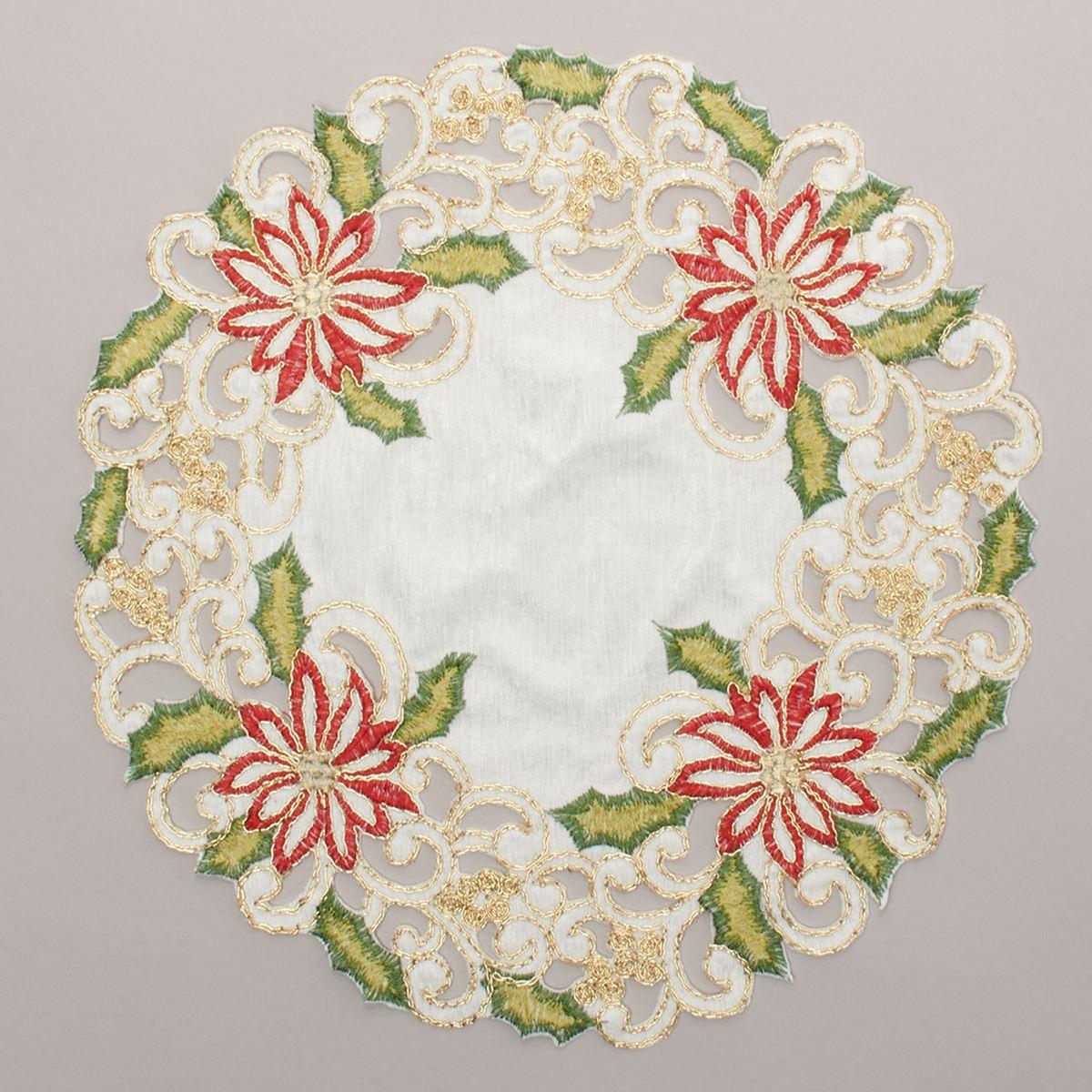 Poinsettia & Leaves Shaped Cutwork Placemat