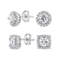 2pr. Halo Square Round Stud Earrings Set - image 1