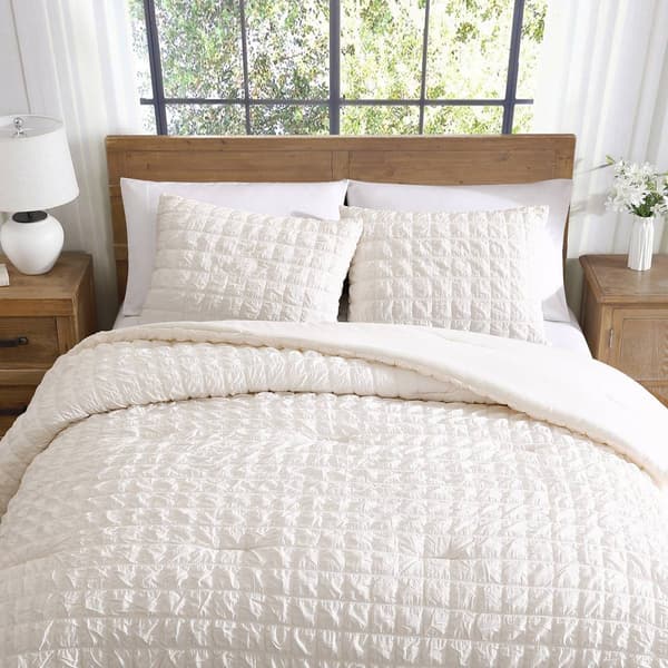 Tahari Home Luca Seersucker Grid Cotton-Rich 3pc. Comforter Set