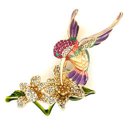Napier Gold-Tone and Crystal Hummingbird & Crystal Pin