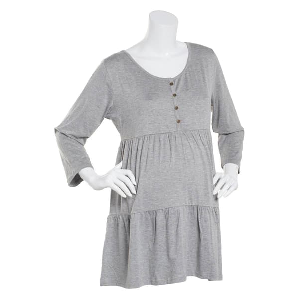 Womens Times Two Bracelet Sleeve Solid Tiered Waist Maternity Top - image 
