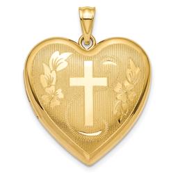 Gold Classics(tm) 14kt. Gold 24mm Cross Ash Holder Heart Locket