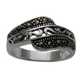 Marsala Silver-Plated Marcasite Filagree Ring