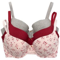 Plus Size Laura Ashley(R) 3pk. Charm Push Up Bras - LS8403-3PKW