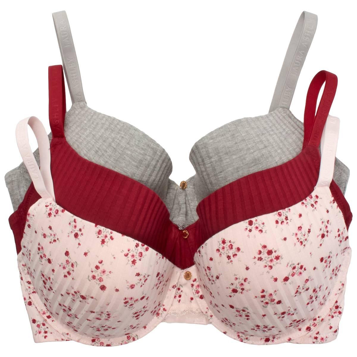 Plus Size Laura Ashley(R) 3pk. Charm Push Up Bras - LS8403-3PKW