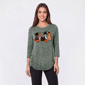 Womens Tru Self 3/4 Sleeve Witch Dogs Bow Applique Tee - image 1