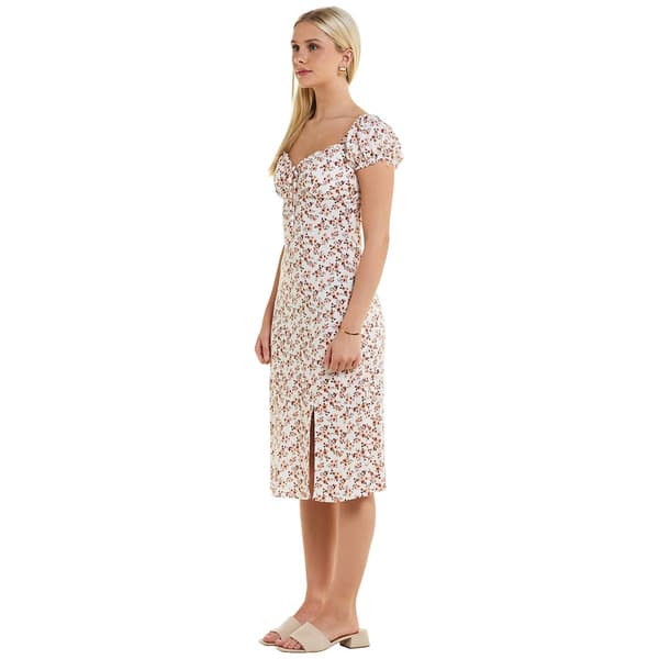 Juniors Madden Girl Challis Floral Puff Sleeve Midi Dress