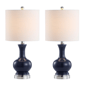 HomeRoots 22in. Navy & Silver Gourd Bedside Lamps - Set of Two - image 1