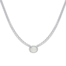 Gianni Argento Lab Opal and Cubic Zirconia Necklace