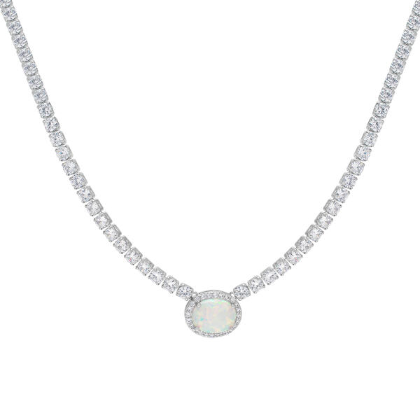 Gianni Argento Lab Opal and Cubic Zirconia Necklace - image 