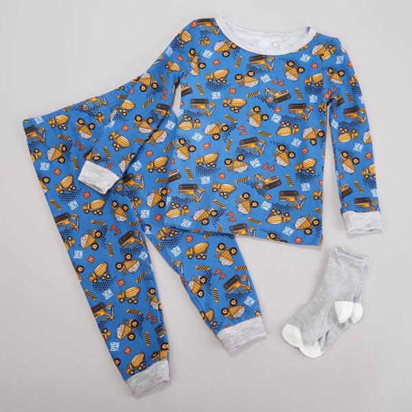 Toddler Boy Sleep On It Construction Tight Fit Pajamas - image 