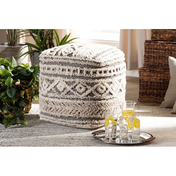 Baxton Studio Cronin Handwoven Hemp Pouf Ottoman