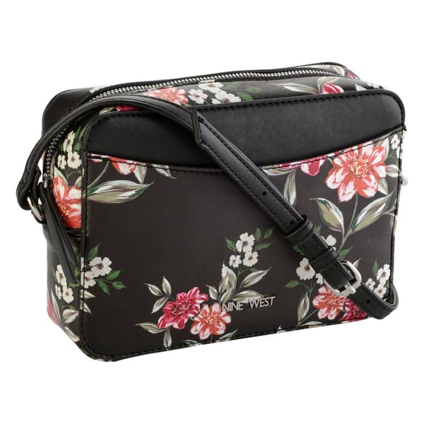 Nine West Calandra Floral Mini Camera Crossbody - Black