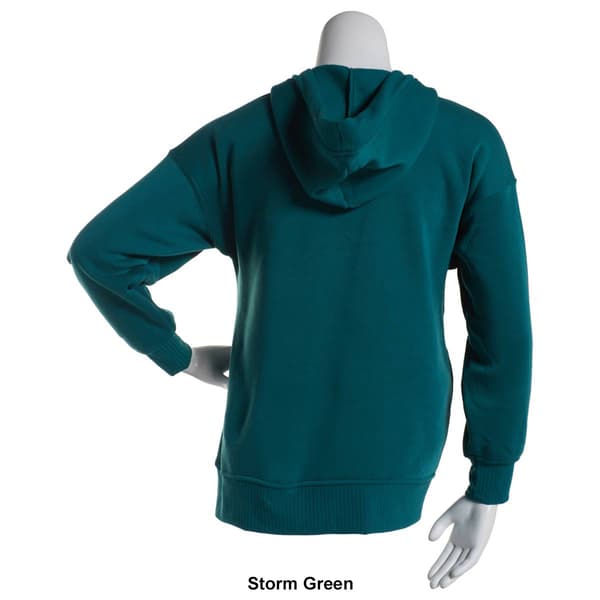 Juniors No Comment Oversize Rib V-Neck Hooded Sweatshirt