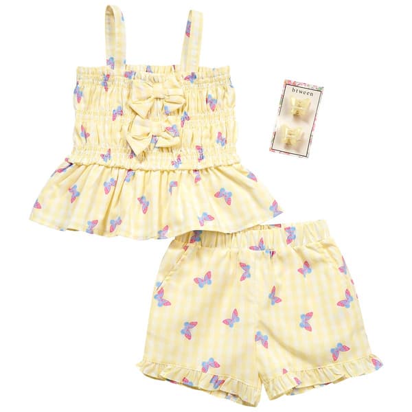 Girls (4-6x) BTween(R) Butterfly Tank Ruffled Short Set