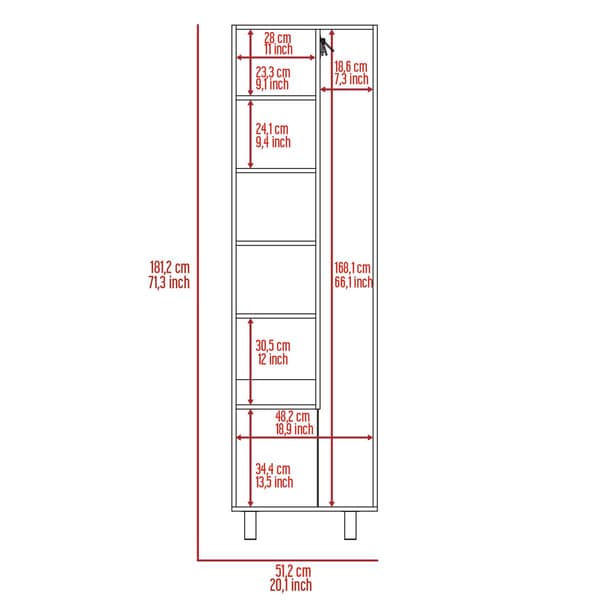FM FURNITURE Norway Black Broom Closet Pantry