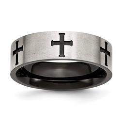 Mens Gentlemen's Classics(tm) Black IP-Plated Cross 7mm Wedding Band