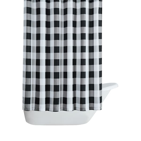 Truly Soft Everyday Buffalo Plaid Black Shower Curtain