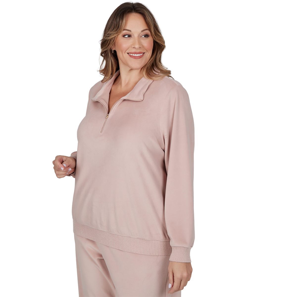 Plus Size Alfred Dunner Luxe Be A Lady Quarter Zip Sweater